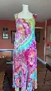 Electric Rainbow Midi Ballet Dress with Pockets