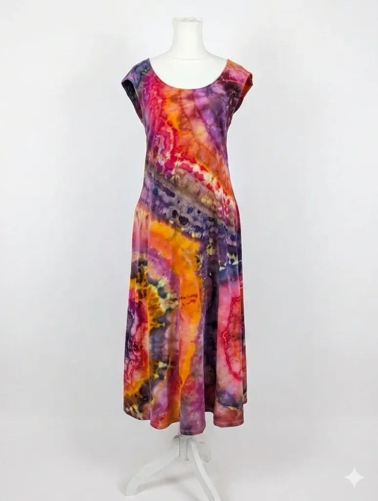 Sunset Geode  Flare Midi Dress 