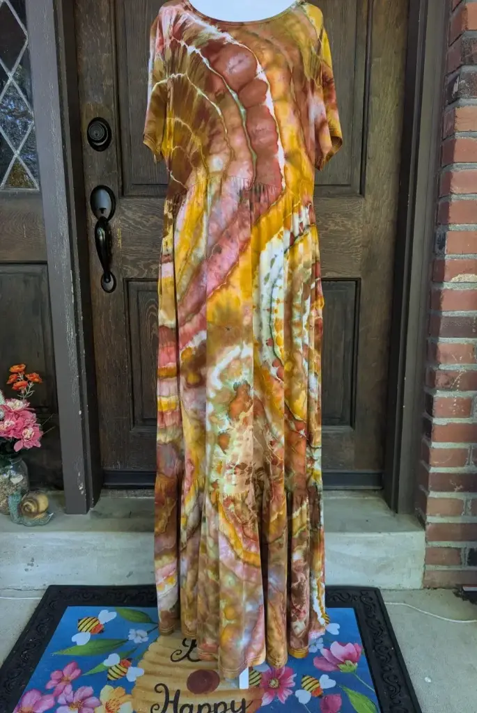 Autumn Waves Tiered Maxi Dress with Pockets  