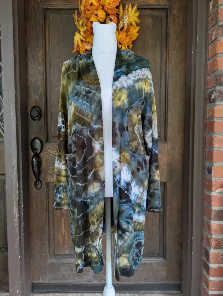 Mossy Agate Duster Jacket  with pockets   