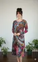 Maroon Waves Dress with Pockets 