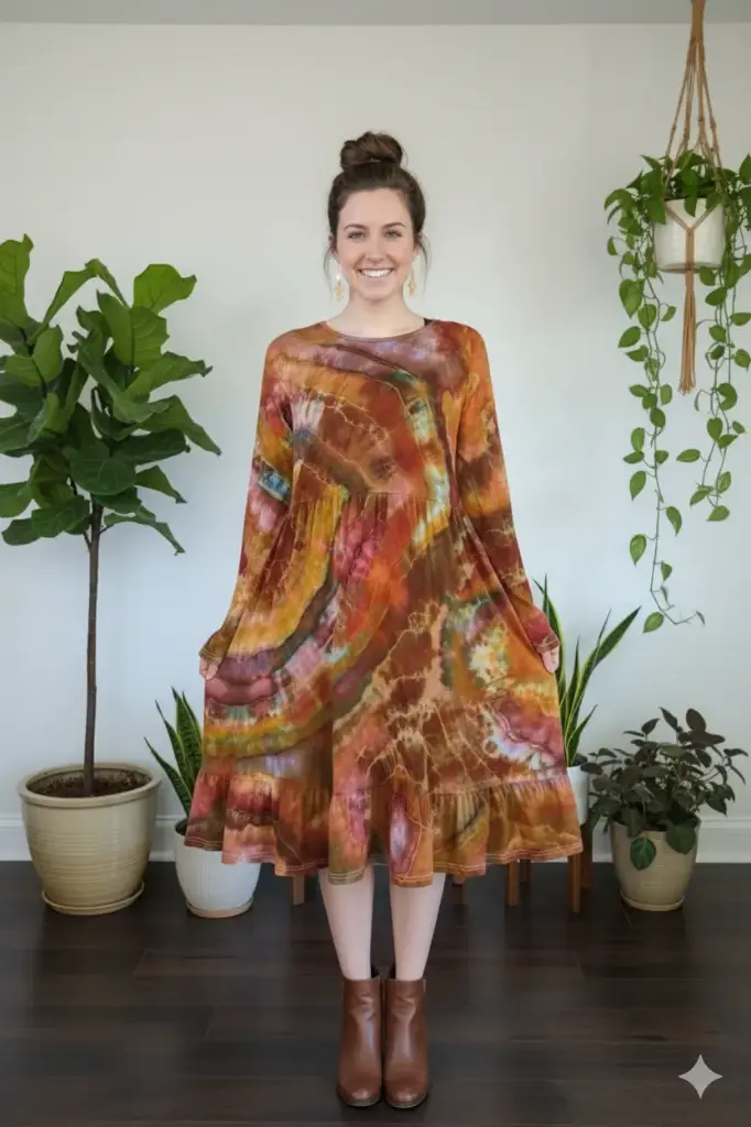 Autumn Agate Dress with Pockets 