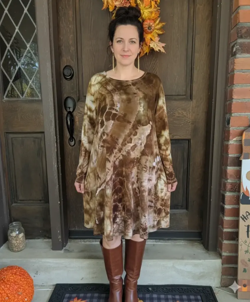 Mocha Quartz Long sleeve dress with pockets 