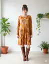 Citrine Drip Long sleeve dress with pockets 