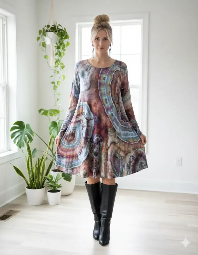 Strawberry Skies Long sleeve dress with pockets 