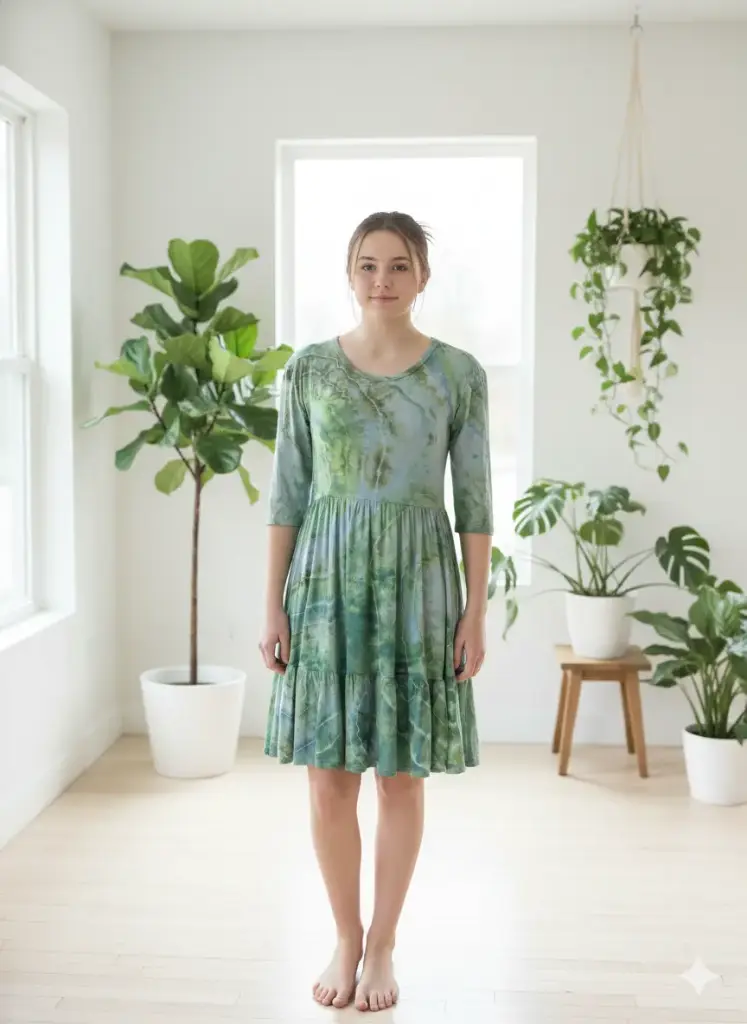 Seafoam Tide Bamboo Twirl Dress with shorts 