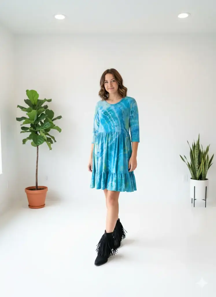 Turquoise Waters Big Kids Bamboo Twirl Dress with shorts