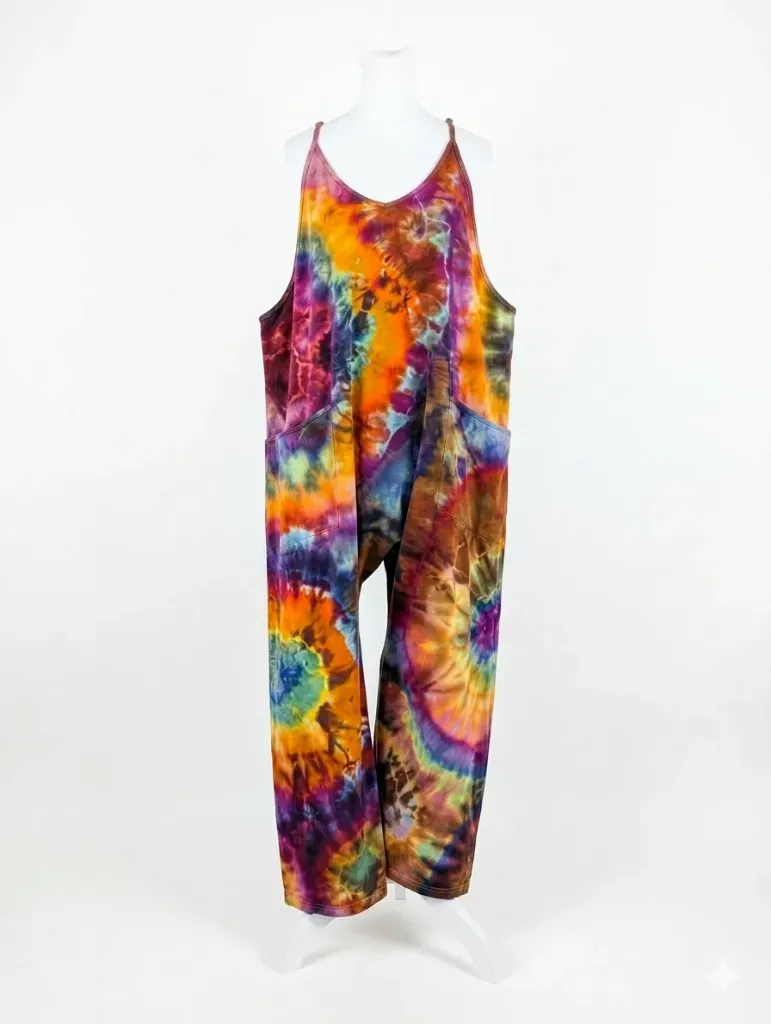 Rainbow Prisim Baggy Cotton Romper with pockets