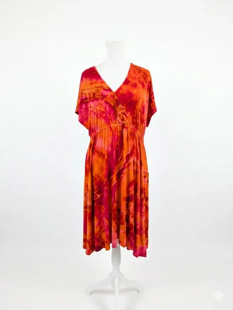 Tequila Sunrise V-Neck Swing Dress