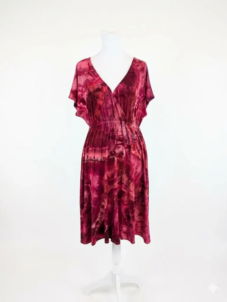 Red Red Wine V-Neck Swing Dress