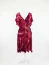 Red Red Wine V-Neck Swing Dress