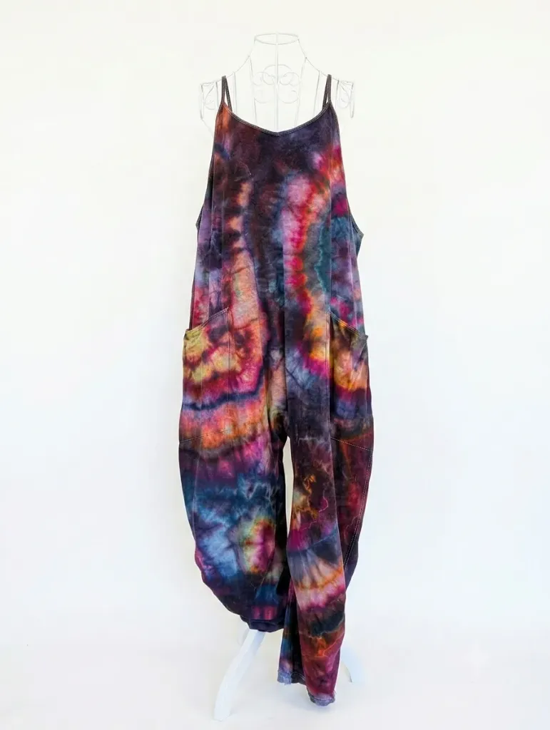 Cosmic Bloom Baggy Cotton Romper with Pockets