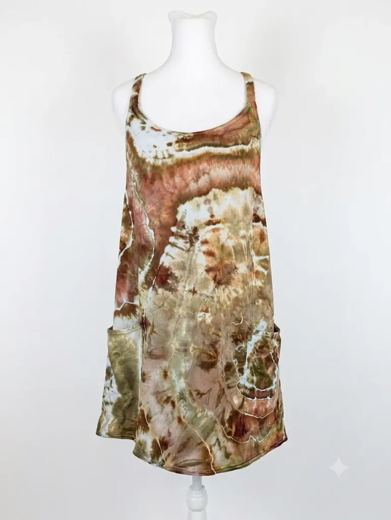 Earthy Agate Romper Dress with pockets and shorts
