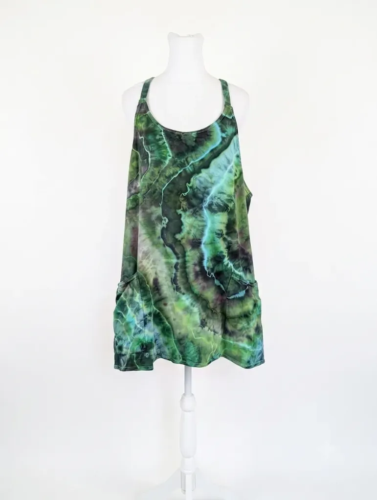 Malachite Sea  Romper Dress with pockets and shorts