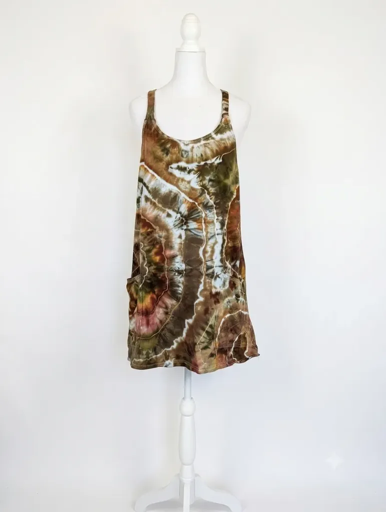 Earthy Agate Romper Dress with pockets and shorts