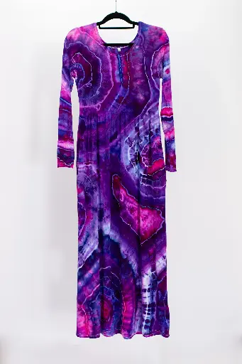 Amethyst Waves Long Sleeve POCKET Maxi Dress  