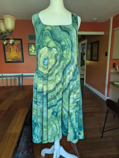 Malachite Waves Tank Dress with Pockets  