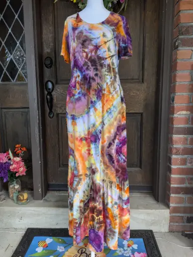 Autumn Skies Tiered Maxi Dress with Pockets 