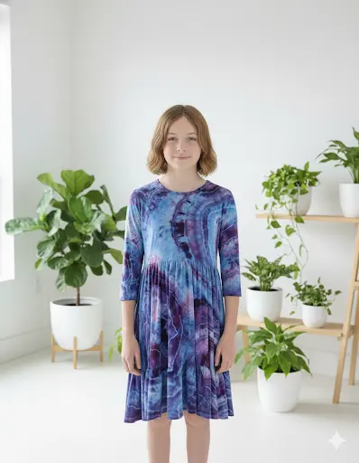 Purple Twilight Bamboo Twirl Dress with shorts  